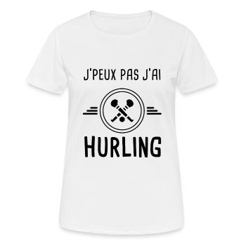 je peux pas j'ai hurling pour caman - T-shirt respirant Femme - blanc - Devant - AI Model Female 172 dark (172cm)