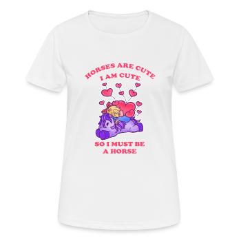 Pferde sind niedlich ich bin niedlich also bin ich - Frauen T-Shirt atmungsaktiv - Weiß - Vorne - AI Model Female 172 dark (172cm)