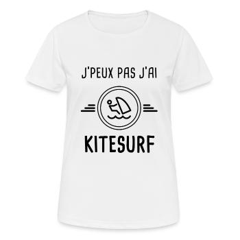 je peux pas j'ai kitesurf pour kitesurfeur - T-shirt respirant Femme - blanc - Devant - AI Model Female 172 dark (172cm)