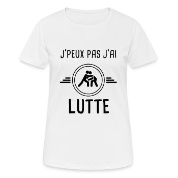 je peux pas j'ai lutte pour lutteur - T-shirt respirant Femme - blanc - Devant - AI Model Female 172 dark (172cm)