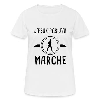 je peux pas j'ai marche pour marcheur - T-shirt respirant Femme - blanc - Devant - AI Model Female 172 dark (172cm)