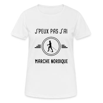 je peux pas j'ai marche nordique pour marcheur - T-shirt respirant Femme - blanc - Devant - AI Model Female 172 dark (172cm)