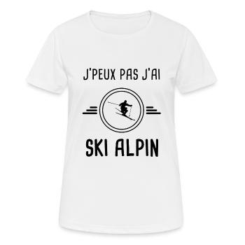 je peux pas j'ai ski alpin pour skieur - T-shirt respirant Femme - blanc - Devant - AI Model Female 172 dark (172cm)