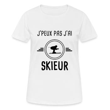 je peux pas j'ai skieur pour skieur - T-shirt respirant Femme - blanc - Devant - AI Model Female 172 dark (172cm)