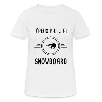 je peux pas j'ai snowboard pour snowboarder - T-shirt respirant Femme - blanc - Devant - AI Model Female 172 dark (172cm)