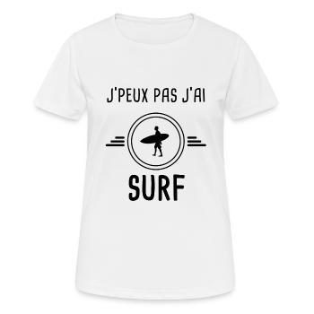 je peux pas j'ai surf pour surfeur - T-shirt respirant Femme - blanc - Devant - AI Model Female 172 dark (172cm)