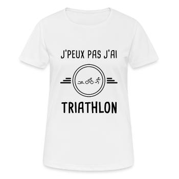 je peux pas j'ai triathlon pour triathlète - T-shirt respirant Femme - blanc - Devant - AI Model Female 172 dark (172cm)