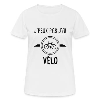 je peux pas j'ai vélo pour cycliste - T-shirt respirant Femme - blanc - Devant - AI Model Female 172 dark (172cm)