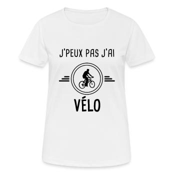 je peux pas j'ai vélo vtt pour cycliste - T-shirt respirant Femme - blanc - Devant - AI Model Female 172 dark (172cm)