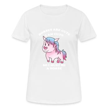 Pferde sind niedlich ich bin niedlich also bin ich - Frauen T-Shirt atmungsaktiv - Weiß - Vorne - AI Model Female 172 dark (172cm)