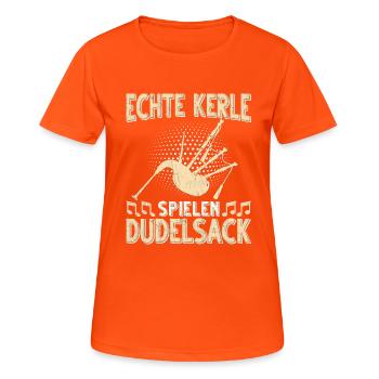 Dudelsack Musikverein Sackpfeifer Musiker - Frauen T-Shirt atmungsaktiv - Neonorange - Vorne - AI Model Female 172 dark (172cm)