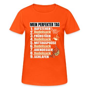 Dudelsack Musikverein Sackpfeifer Musiker - Frauen T-Shirt atmungsaktiv - Neonorange - Vorne - AI Model Female 172 dark (172cm)
