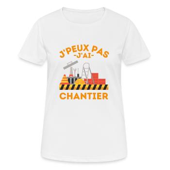 Je peux pas j ai chantiet de construction - T-shirt respirant Femme - blanc - Devant - AI Model Female 172 dark (172cm)
