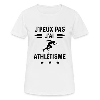 cadeau je peux pas j'ai athlétisme - T-shirt respirant Femme - blanc - Devant - AI Model Female 172 dark (172cm)