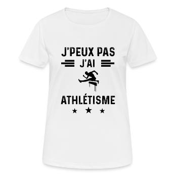 cadeau je peux pas j'ai athlétisme sport - T-shirt respirant Femme - blanc - Devant - AI Model Female 172 dark (172cm)