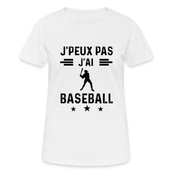 cadeau je peux pas j'ai baseball baseballeur - T-shirt respirant Femme - blanc - Devant - AI Model Female 172 dark (172cm)