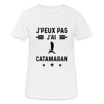 cadeau je peux pas j'ai catamaran - T-shirt respirant Femme - blanc - Devant - AI Model Female 172 dark (172cm)