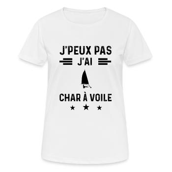 cadeau je peux pas j'ai char a voile - T-shirt respirant Femme - blanc - Devant - AI Model Female 172 dark (172cm)