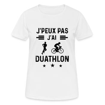 cadeau je peux pas j'ai duathlon - T-shirt respirant Femme - blanc - Devant - AI Model Female 172 dark (172cm)