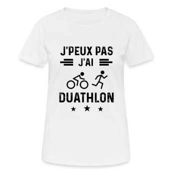 cadeau je peux pas j'ai duathlon sport - T-shirt respirant Femme - blanc - Devant - AI Model Female 172 dark (172cm)