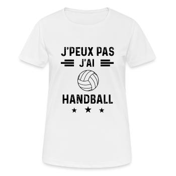 cadeau je peux pas j'ai handball - T-shirt respirant Femme - blanc - Devant - AI Model Female 172 dark (172cm)