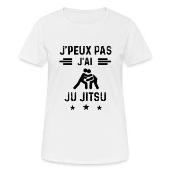 cadeau je peux pas j'ai ju jitsu - T-shirt respirant Femme - blanc - Devant - AI Model Female 172 dark (172cm)