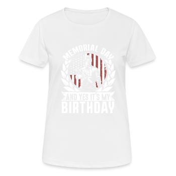 Memorial Day Birthday USA American Flag M - Women's Breathable T-Shirt - white - Front - AI Model Female 172 dark (172cm)
