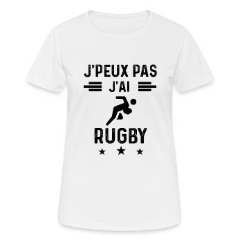 cadeau je peux pas j'ai rugby joueur - T-shirt respirant Femme - blanc - Devant - AI Model Female 172 dark (172cm)