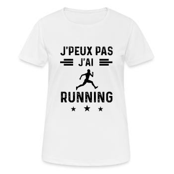 cadeau je peux pas j'ai running courir - T-shirt respirant Femme - blanc - Devant - AI Model Female 172 dark (172cm)