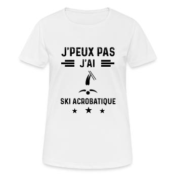 cadeau je peux pas j'ai ski acrobatique - T-shirt respirant Femme - blanc - Devant - AI Model Female 172 dark (172cm)