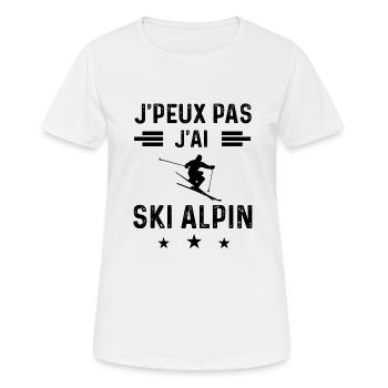 cadeau je peux pas j'ai ski alpin - T-shirt respirant Femme - blanc - Devant - AI Model Female 172 dark (172cm)