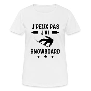 cadeau je peux pas j'ai snowboard - T-shirt respirant Femme - blanc - Devant - AI Model Female 172 dark (172cm)
