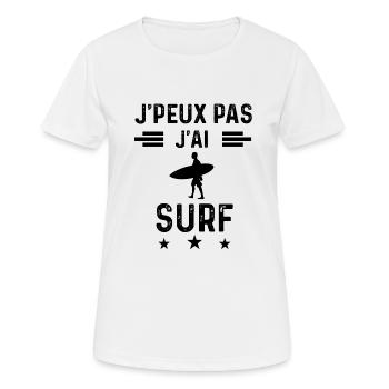 cadeau je peux pas j'ai surf - T-shirt respirant Femme - blanc - Devant - AI Model Female 172 dark (172cm)