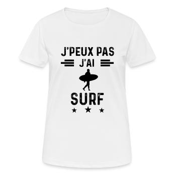 cadeau je peux pas j'ai surf surfeur - T-shirt respirant Femme - blanc - Devant - AI Model Female 172 dark (172cm)