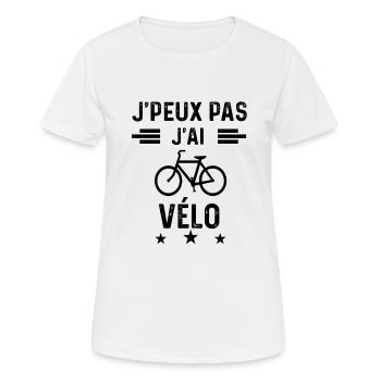 cadeau je peux pas j'ai vélo - T-shirt respirant Femme - blanc - Devant - AI Model Female 172 dark (172cm)