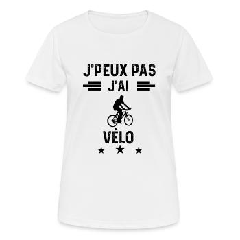 cadeau je peux pas j'ai vélo vtt - T-shirt respirant Femme - blanc - Devant - AI Model Female 172 dark (172cm)