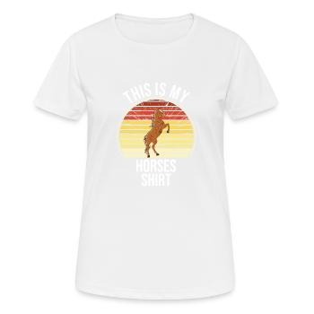 C’est ma chemise de chevaux - T-shirt respirant Femme - blanc - Devant - AI Model Female 172 dark (172cm)