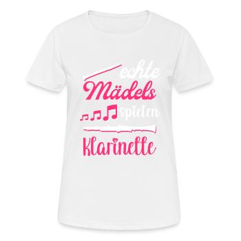 Klarinette Blasmusik Musikverein Orchester Jazz - Frauen T-Shirt atmungsaktiv - Weiß - Vorne - AI Model Female 172 dark (172cm)