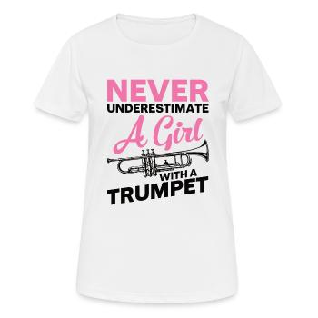 Trumpet Girls Brass Band Orchestra Musician - Women's Breathable T-Shirt - white - Front - AI Model Female 172 dark (172cm)