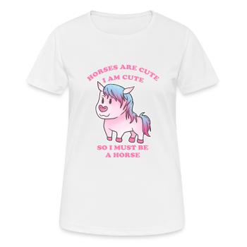 Pferde sind niedlich ich bin niedlich also bin ich - Frauen T-Shirt atmungsaktiv - Weiß - Vorne - AI Model Female 172 dark (172cm)
