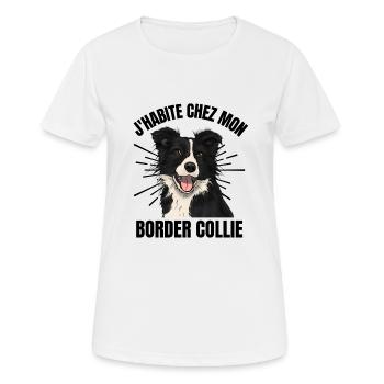 J HABITE CHEZ MON BORDER COLLIE 1 - T-shirt respirant Femme - blanc - Devant - AI Model Female 172 dark (172cm)