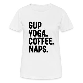 SUP Yoga Coffee Naps Paddle Boarding amusant - T-shirt respirant Femme - blanc - Devant - AI Model Female 172 dark (172cm)