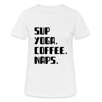 SUP Yoga Coffee Naps Paddle Boarding amusant - T-shirt respirant Femme - blanc - Devant - AI Model Female 172 dark (172cm)