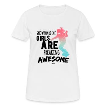 Snowboard - Frauen T-Shirt atmungsaktiv - Weiß - Vorne - AI Model Female 172 dark (172cm)