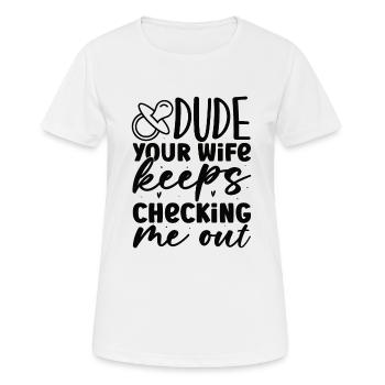 Newborn Boy Baby Pregnancy Gift - Women's Breathable T-Shirt - white - Front - AI Model Female 172 dark (172cm)