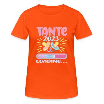 Tante 2023 Loading - Frauen T-Shirt atmungsaktiv - Neonorange - Vorne - AI Model Female 172 dark (172cm)