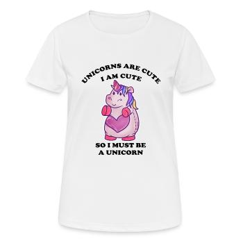 dickes kuscheliges Einhorn - Frauen T-Shirt atmungsaktiv - Weiß - Vorne - AI Model Female 172 dark (172cm)