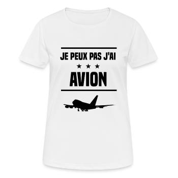 j'peux pas j'ai avion humour - T-shirt respirant Femme - blanc - Devant - AI Model Female 172 dark (172cm)