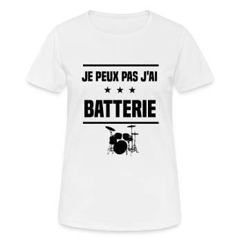 j'peux pas j'ai batterie humour - T-shirt respirant Femme - blanc - Devant - AI Model Female 172 dark (172cm)