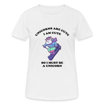 Einhorn liebt Wintersport - Frauen T-Shirt atmungsaktiv - Weiß - Vorne - AI Model Female 172 dark (172cm)